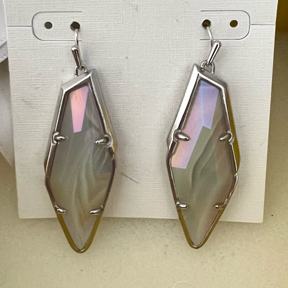 NWT Kendra Scott RARE & Retired Bexley Earrings Iridescent Agate & Silver😊 - Picture 13 of 14